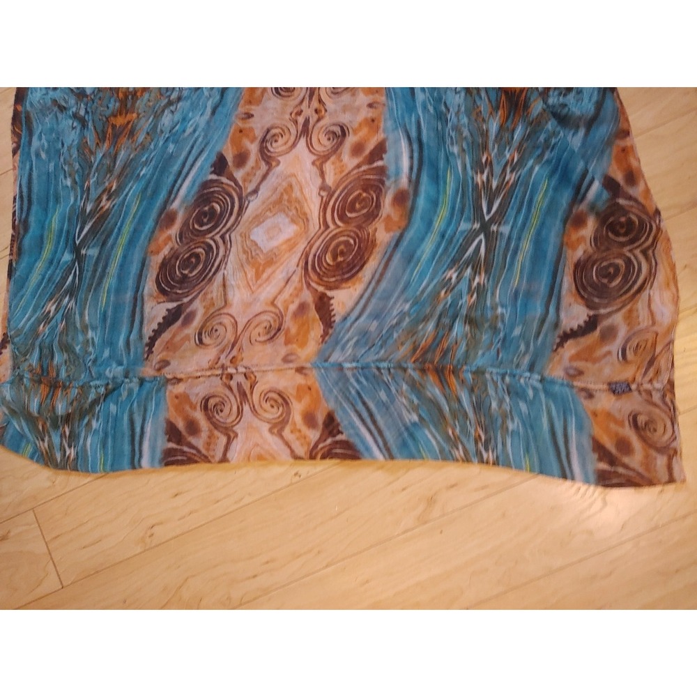 Turquoise Brown‎ Yellow orange  Infinity Scarf Shawl - Picture 4 of 5